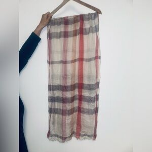 Authentic Burberry Check Plaid Gauze  Scarf Shawl